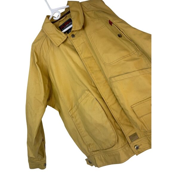 VTG 90s Fubu Yellow Coated Denim Jacket Mens XL Cotton Work RX10644 Oversize - Picture 4 of 11